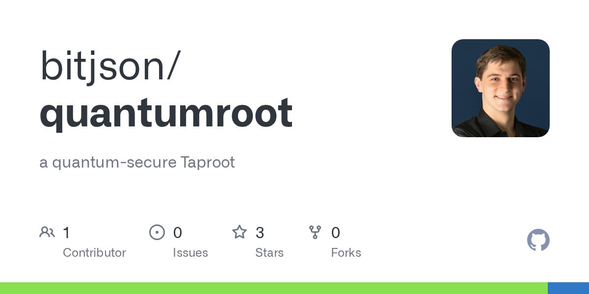 monsterbitar's tweet card. a quantum-secure Taproot. Contribute to bitjson/quantumroot development by creating an account on GitHub.
