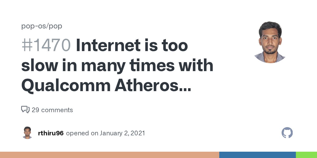 UnixDiscussions's tweet card. **Distribution (run cat /etc/os-release):**Pop!_OS 20.04 LTS Related Application and/or Package Version (run apt policy $PACKAGE NAME): Internet speed and wifi Issue/Bug Description: I have used Ma...