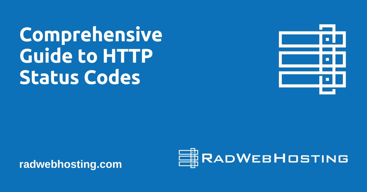 RadWebHosting's tweet card. This article provides a comprehensive guide to HTTP status codes.