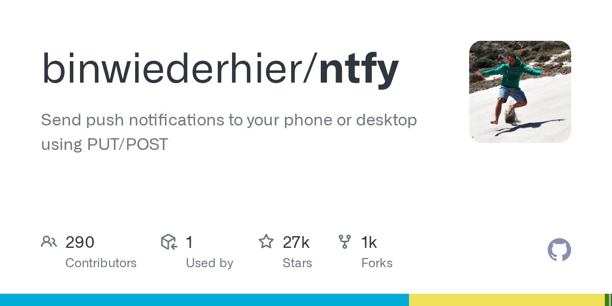 github_trends's tweet card. Send push notifications to your phone or desktop using PUT/POST - binwiederhier/ntfy