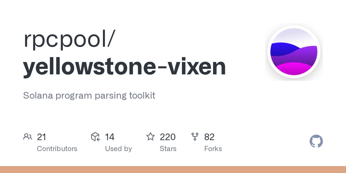 nagaprasad_246's tweet card. Solana program parsing toolkit. Contribute to rpcpool/yellowstone-vixen development by creating an account on GitHub.