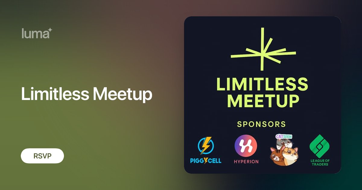 piggycell's tweet card. Limitless.Exchange의 정식 밋업에 초대드립니다. 🌳Limitless Exchange 소개 Limitless Exchange는 차세대 예측 시장(prediction market) 플랫폼으로, 블록체인과 인공지능(AI)을 결합해 누구나 다양한 미래 이벤트에 대해 예측하고…