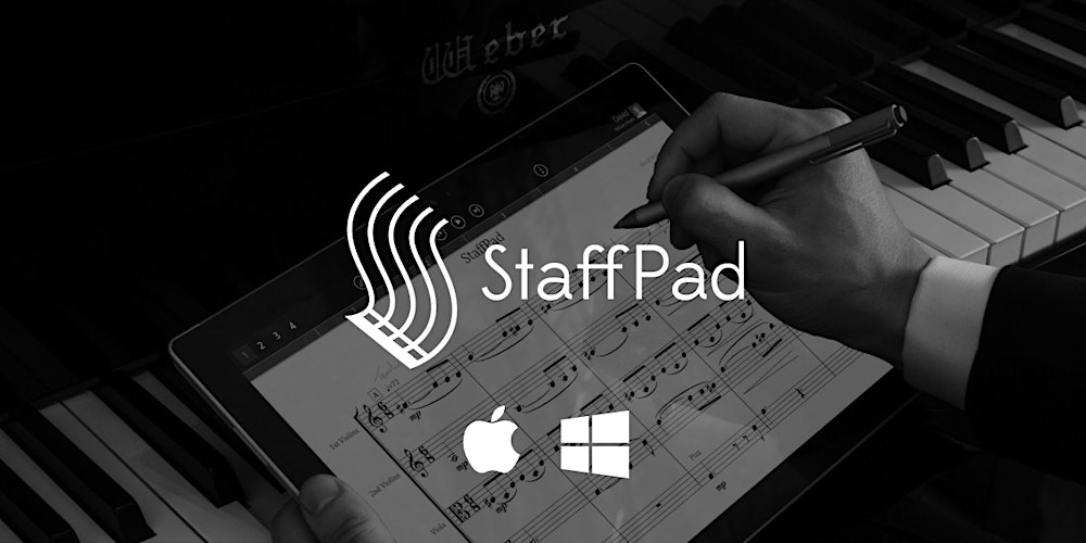StaffPad's tweet card. Join us for a webinar with the creator of the exciting new notation software, StaffPad, winner of this year's Apple Design Award.