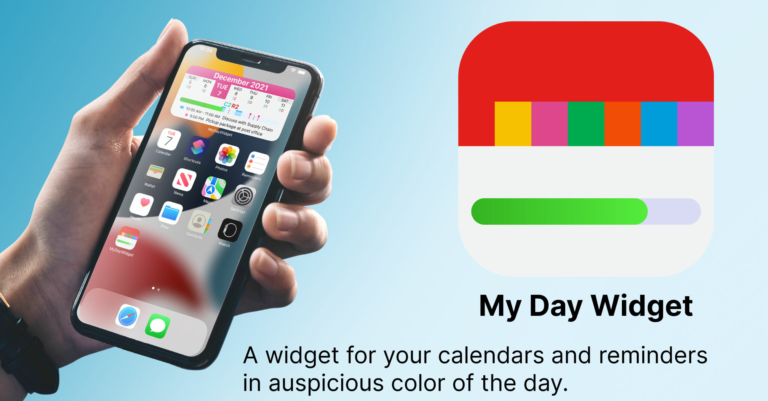 MyDayWidget's tweet card. My Day Widget - a widget for your calendars and reminders in auspicious color of the day. Available in iOS, iPadOS, and macOS! Widgets for iPhone.