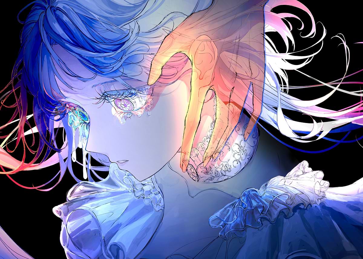 OnTheGranblue's tweet card. Beautiful 'Anime Girl Crying with Hand Ov...' Poster Print by Music Sky ✓ Printed on Metal ✓ Easy Magnet Mounting ✓ Worldwide Shipping. Buy online at DISPLATE.