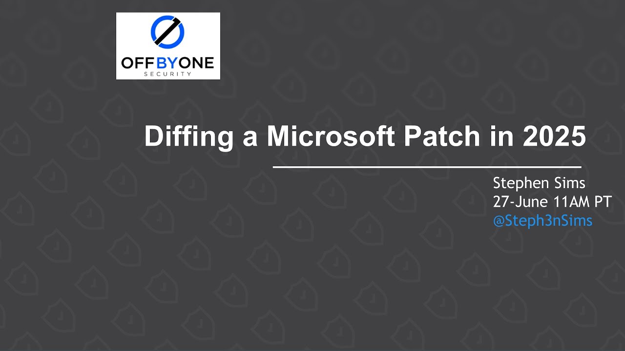 Steph3nSims's tweet card. Diffing a Microsoft Patch in 2025