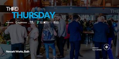 techSPARKuk's tweet card. Third Thursdays are a monthly gathering to connect, think, drink and build a better city.