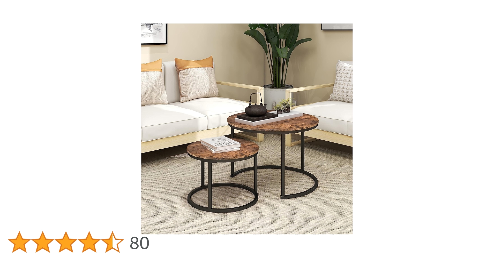 DealsinIND's tweet card. DUMEE Round Coffee Table, Set of 2 Side Table Nesting Table with Steel Frame and Wooden Top, for...