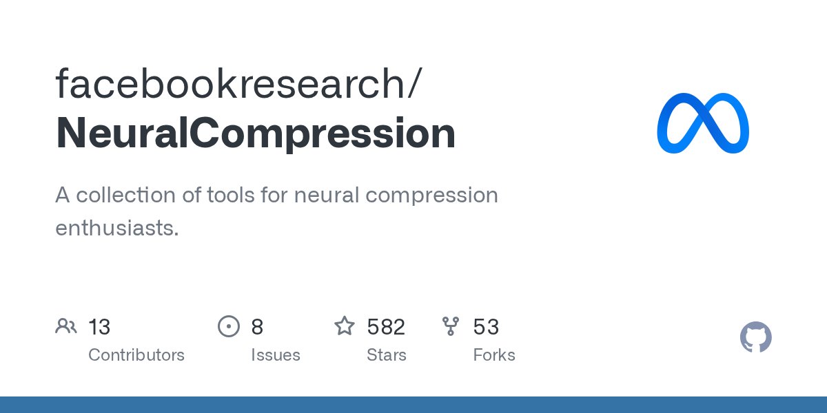 karen_ullrich's tweet card. A collection of tools for neural compression enthusiasts. - facebookresearch/NeuralCompression