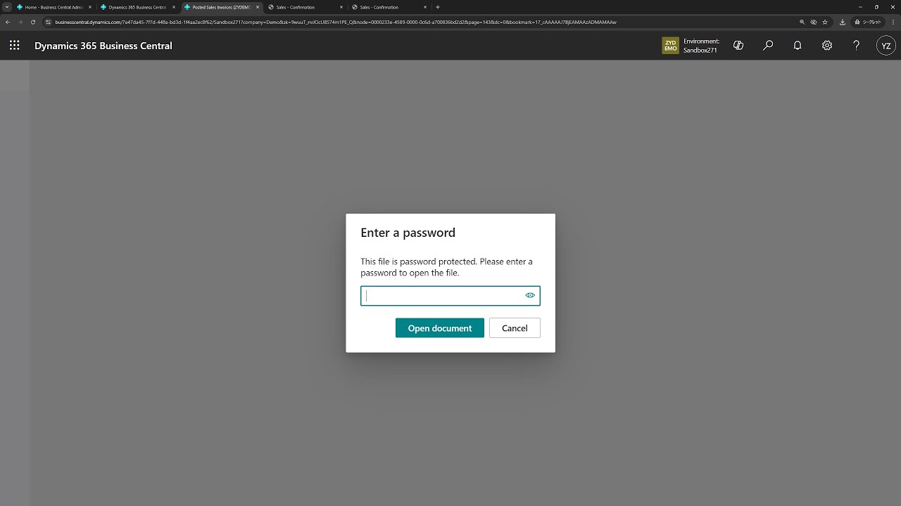 yzhums's tweet card. Business Central short video: Set a PDF password for the report...