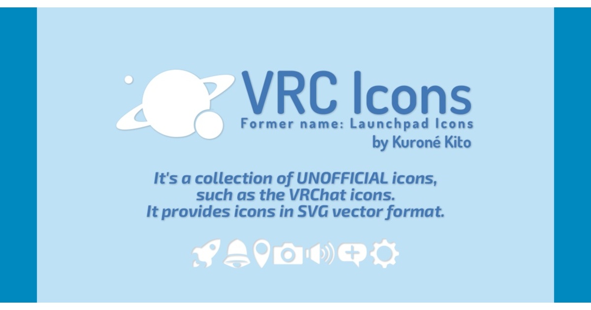 kurone_kito's tweet card. SVGベクター形式で描き直した、VRChat風アイコン素材です。 「UIが没入感を壊す瞬間」をゼロにしたい。 VRChatで見慣れたアイコンの手触りを、あなたのワールドにも、そしてWebアプリにも。 "VRC Icons" による、一貫したユーザー体験は、訪問者の冒険心を最大化させるでしょう！ --- VPMパッケージで配布しています。VRChatでお使いの場合、こちらを推奨します。...