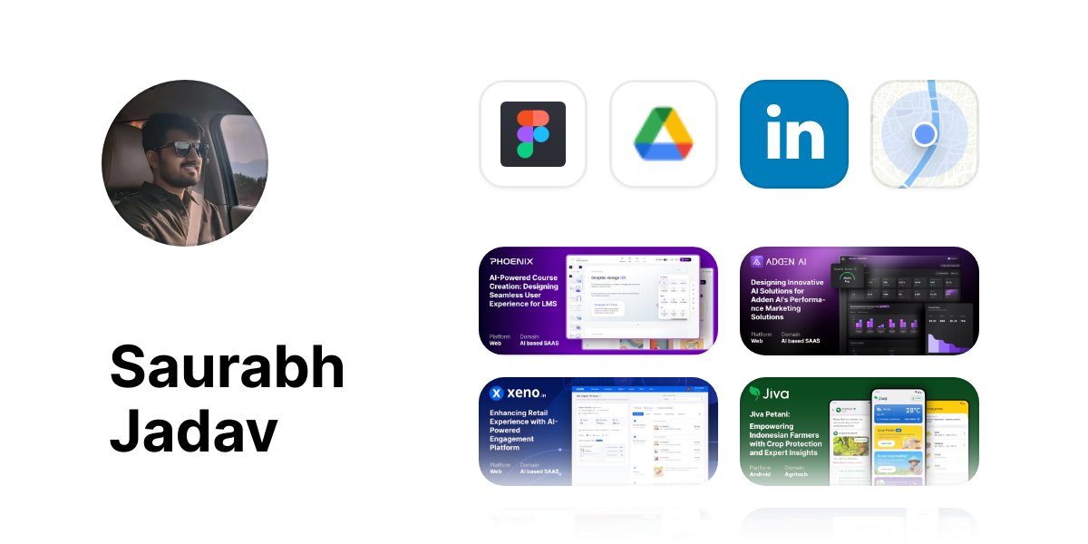 JadavSaurabh's tweet card. Sr. UX/Product Designer Product design for SaaS, AI & HMILoves motorsports, automobiles, & motion design 📩 saurabh.jadav@outlook.com 💼 saurabh.jadav@beskar.tech