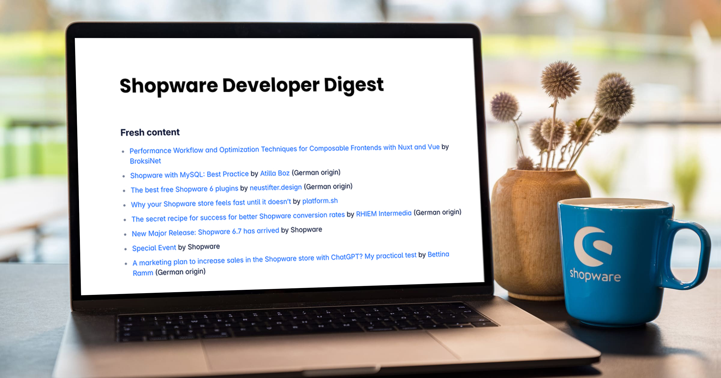 ShopwareDevs's tweet card. In diesem englischen Blog-Format zeigen wir dir spannende Beiträge, Tutorials, Einblicke und Neuigkeiten rund um Shopware – aus und für unsere Entwickler-Community.