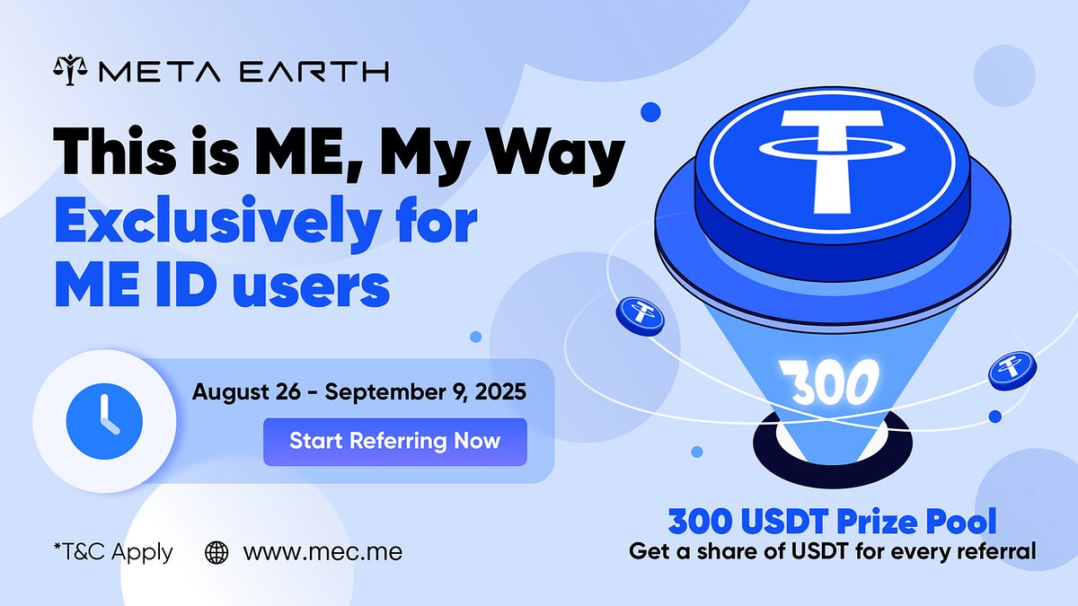 MetaEarth_ID's tweet card. The Meta Earth community thrives because of you, our dedicated ME ID users. Every friend or family member you invite to join Meta Earth…