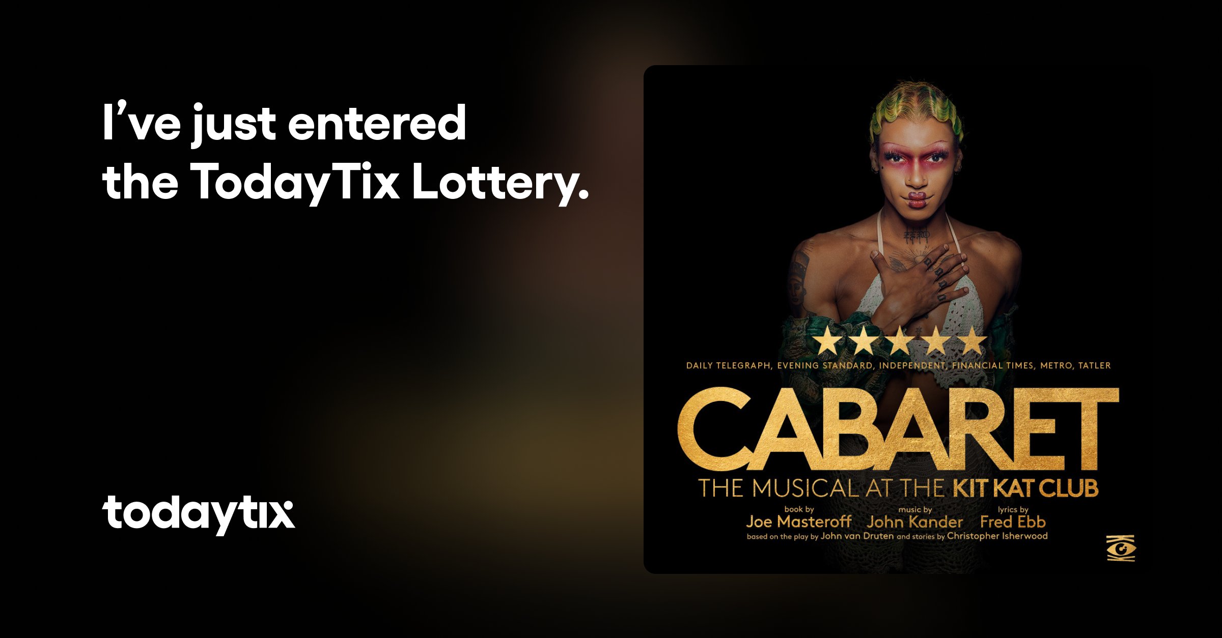 mozzz_8's tweet card. Get the best prices on tickets for Cabaret in London on TodayTix. Leave your troubles outside. Book now for this Olivier Award-winning musical revival!