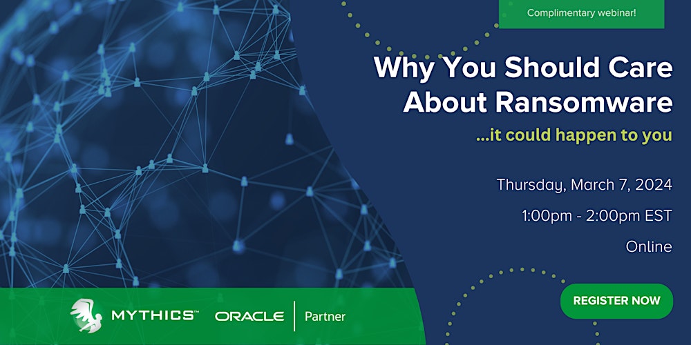 Mythics's tweet card. Join us for a complimentary webinar on March 7th at 1:00 PM ET! Please note that registration will close one hour before each event.