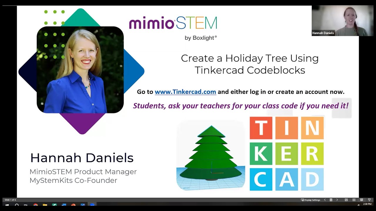 mimioSTEM's tweet card. Students Welcome! Create a Holiday Tree Using Tinkercad Codeblocks...