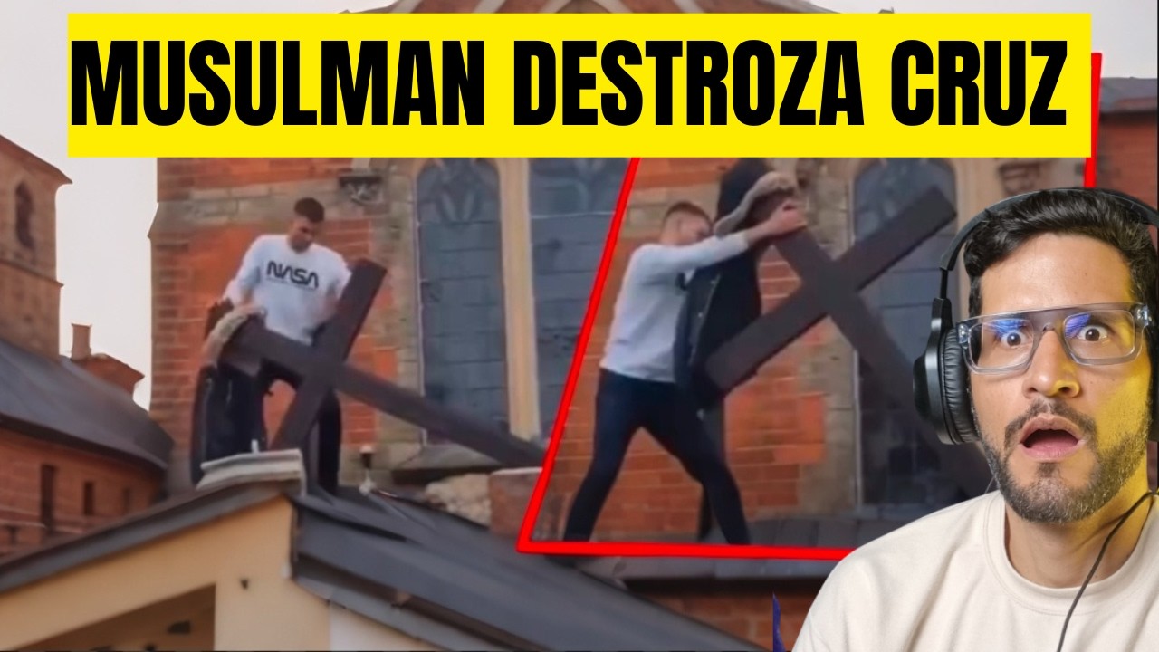 DiosPatriaLibe7's tweet card. Musulmán destroza cruz en una iglesia y esto ocurrió