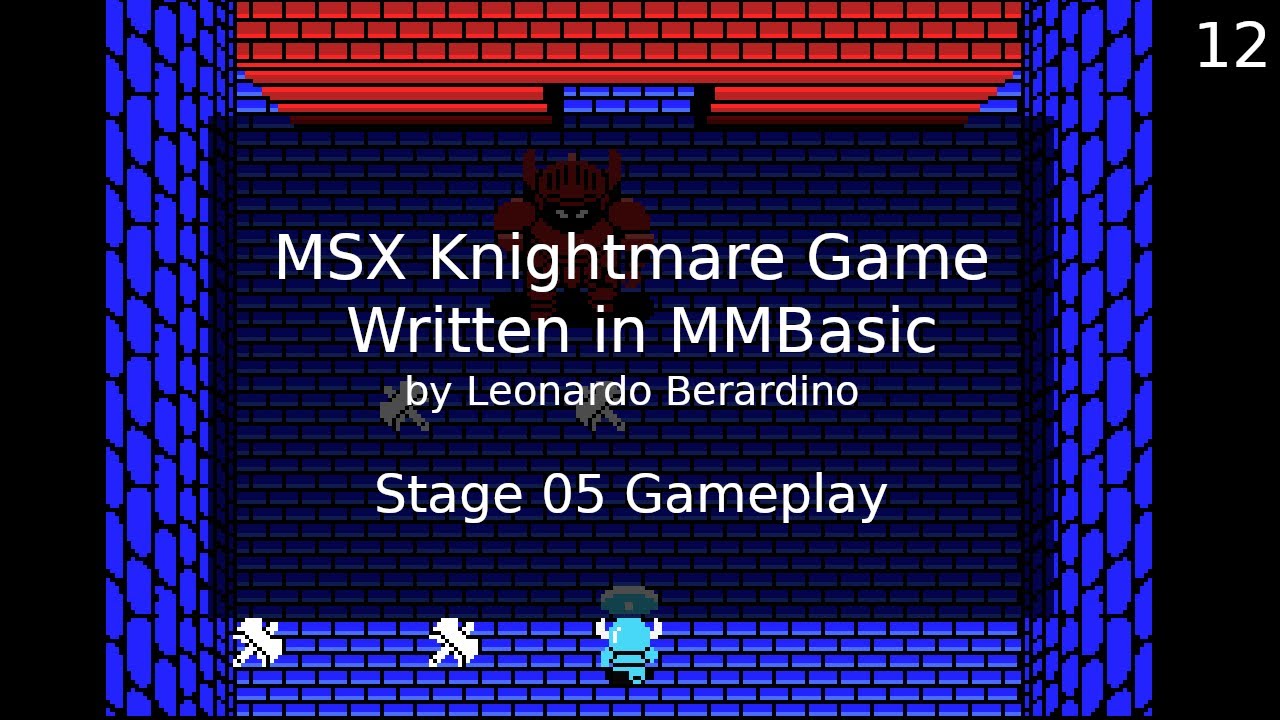leonicolas's tweet card. MSX Knightmare Game in MMBasic: Stage 05 Gameplay