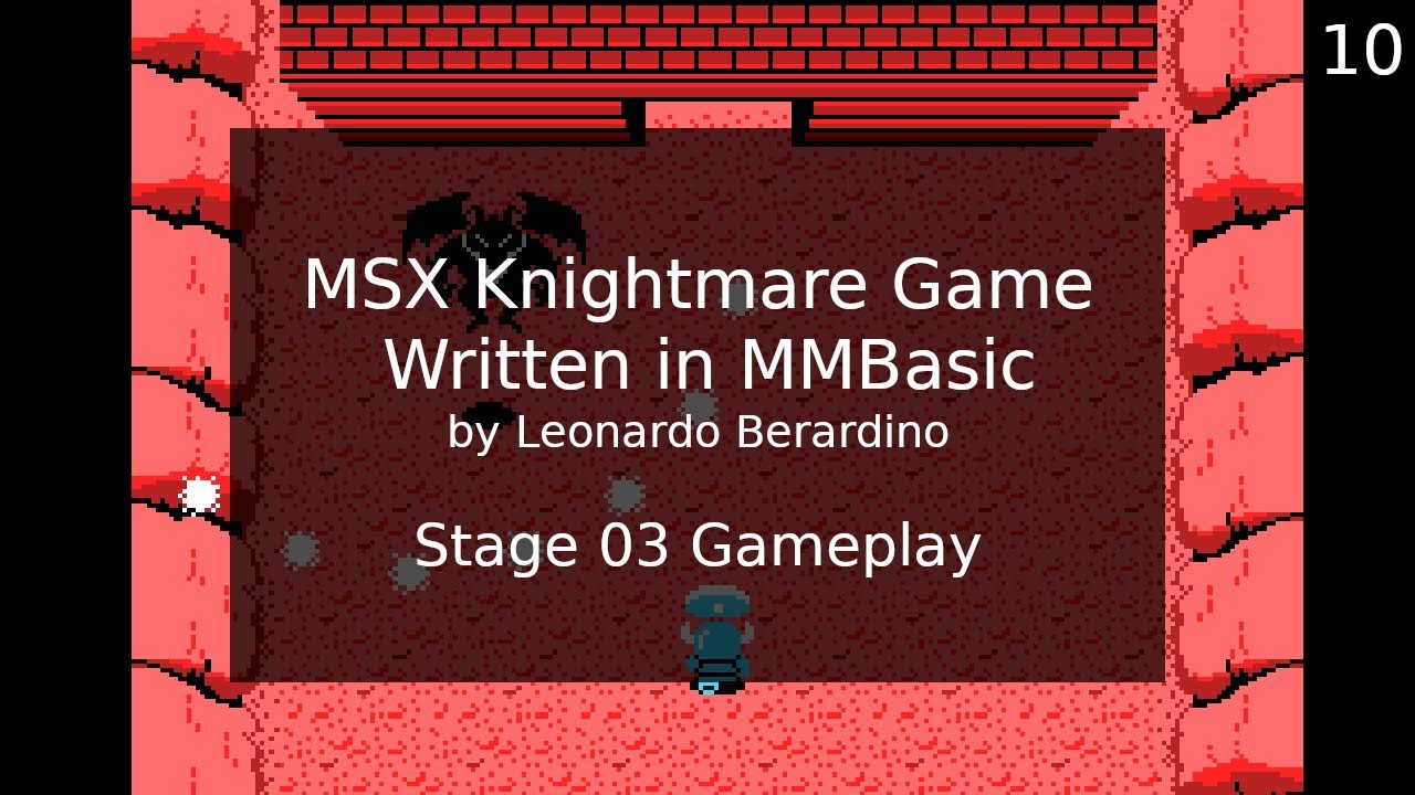leonicolas's tweet card. MSX Knightmare Game in MMBasic: Stage 03 Gameplay