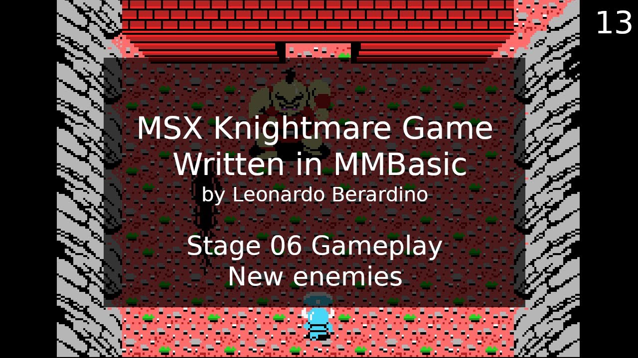 leonicolas's tweet card. MSX Knightmare Game in MMBasic: Stage 06 Gameplay