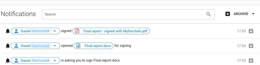 MyDocSafe's tweet card. MyDocSafe has changed the name format of signed documents to make sure Windows 10 zip application works correctly.