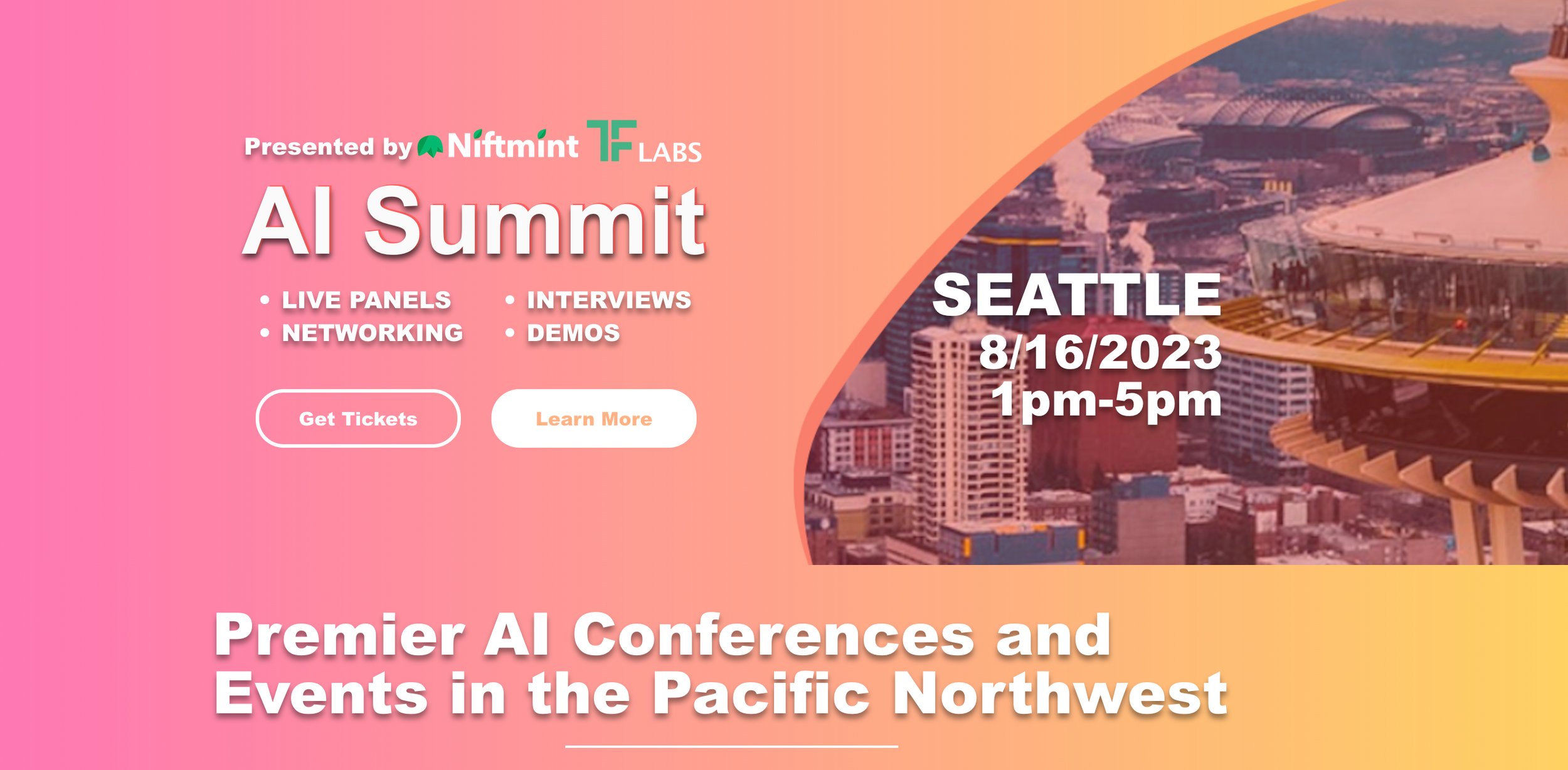 tflabs_'s tweet card. TF Labs AI Summit in Seattle on August 16, 2023, is an AI Conference featuring startup founders, developers, investors, and creators sharing insights, experiences, and breakthroughs in the world of...