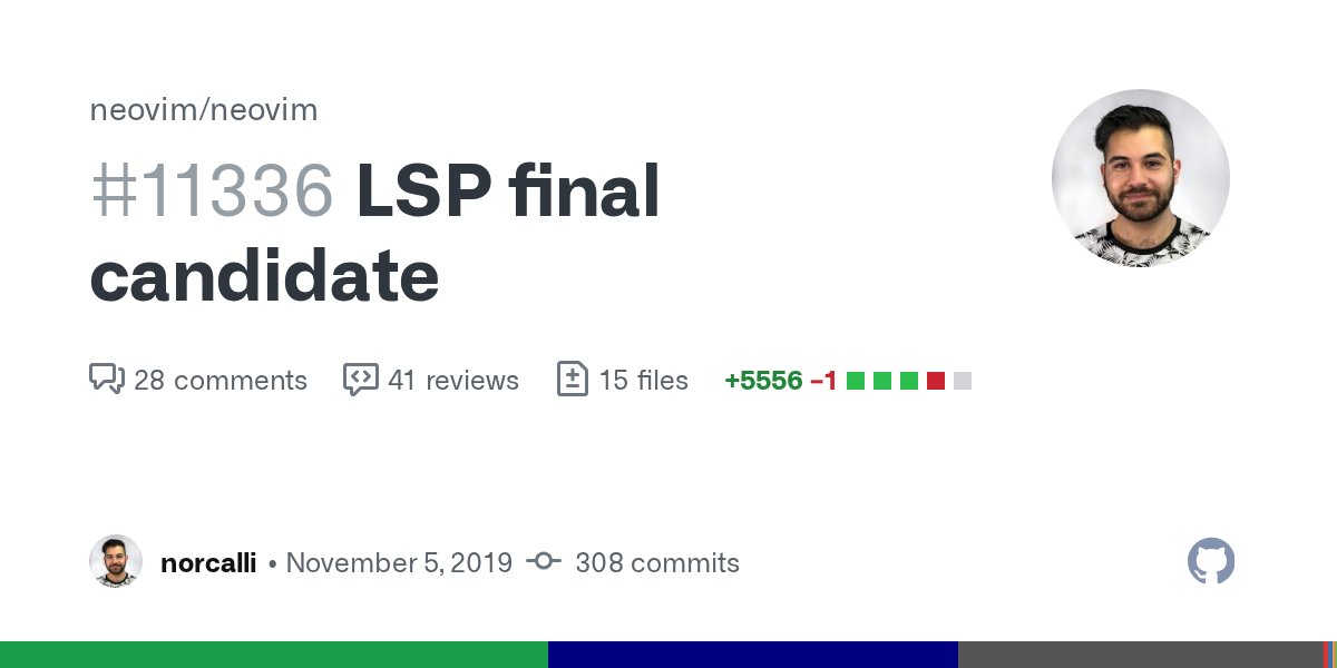 justinmk's tweet card. There are a few outstanding questions left, like: What interface should we expose to the users? How should we handle protocol extensions/custom protocols? For example, clangd supports passing offs...