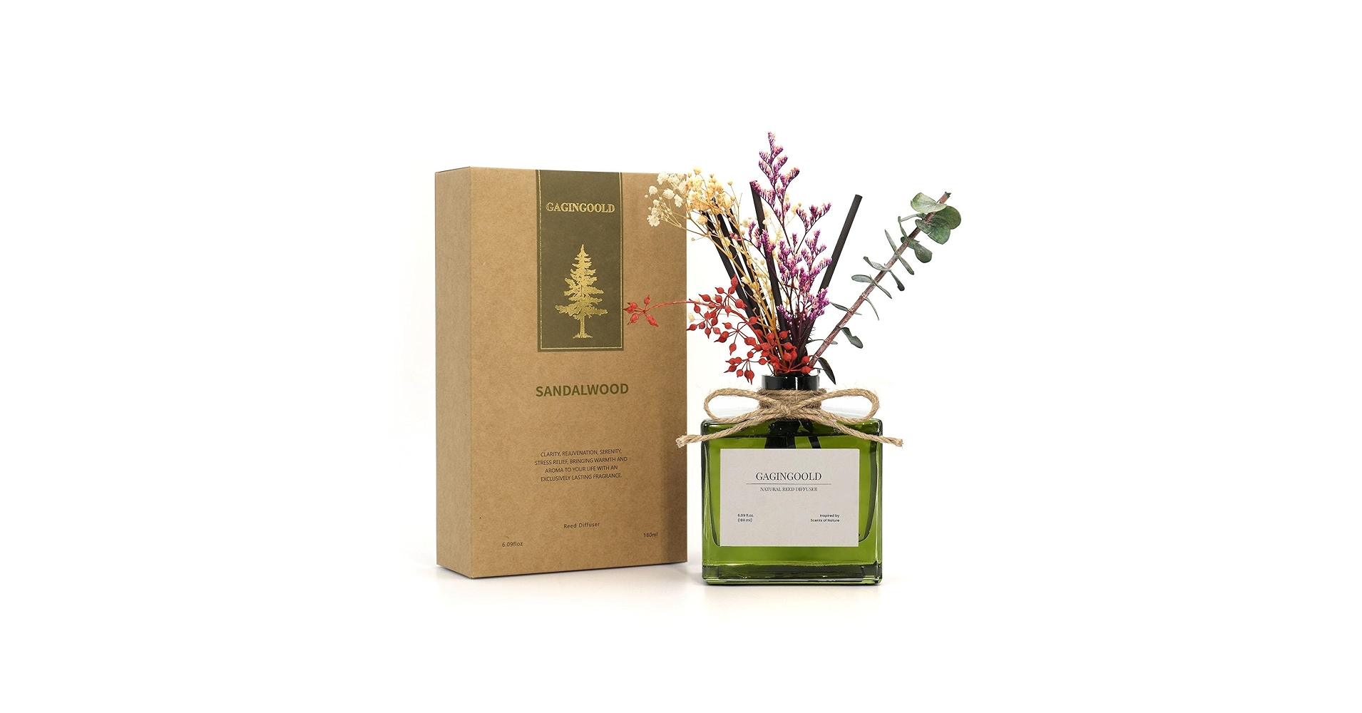 gardezi84's tweet card. GAGINGOOLD Reed Diffuser, 6.09 oz Earthy Sandalwood Scent Diffuser with Sticks & Dried Flowers, 120...