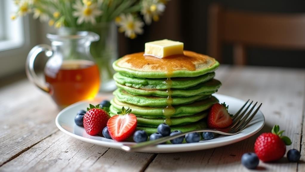 JenBlog_WI's tweet card. Fluffy, vibrant green pancakes hide a nutritious secret that's delighting both kids and adults. Find out why these monsters are invading breakfast tables everywhere...