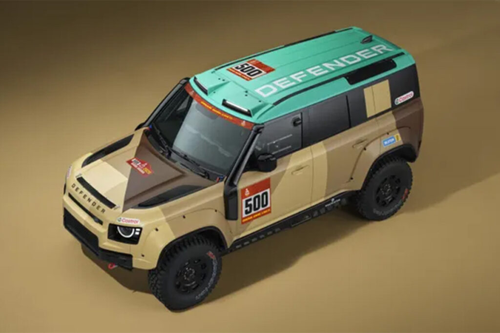 AutoNeuveMag's tweet card. Land Rover débarque en force au Dakar 2026 avec un Defender prêt pour l’enfer du désert. Et ce n’est pas juste une vitrine : le D7X-R est une vraie machine de course, pensée pour affronter les pires...
