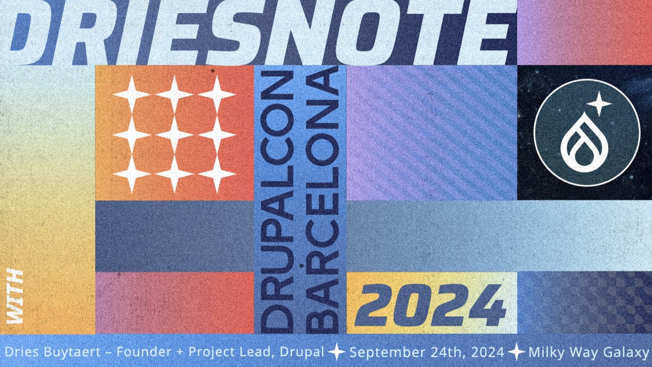 Dries's tweet card. DrupalCon Barcelona 2024 DriesNote presentation