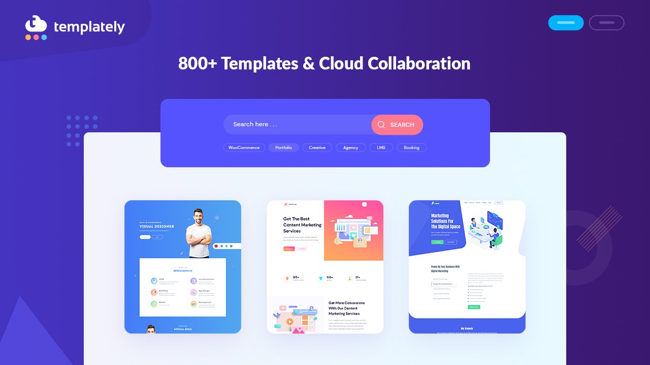 WPDevTeam's tweet card. Introducing Templately, the ultimate cloud for Elementor templates, you can create stunning websites with 1000+ ready templates & enjoy cloud collaboration