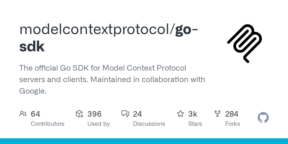 __syumai's tweet card. The official Go SDK for Model Context Protocol servers and clients. Maintained in collaboration with Google. - modelcontextprotocol/go-sdk