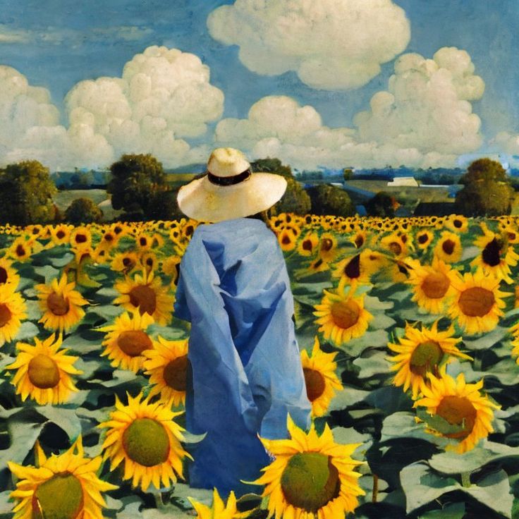 Virtuals1's tweet card. In a Field of Sunflowers