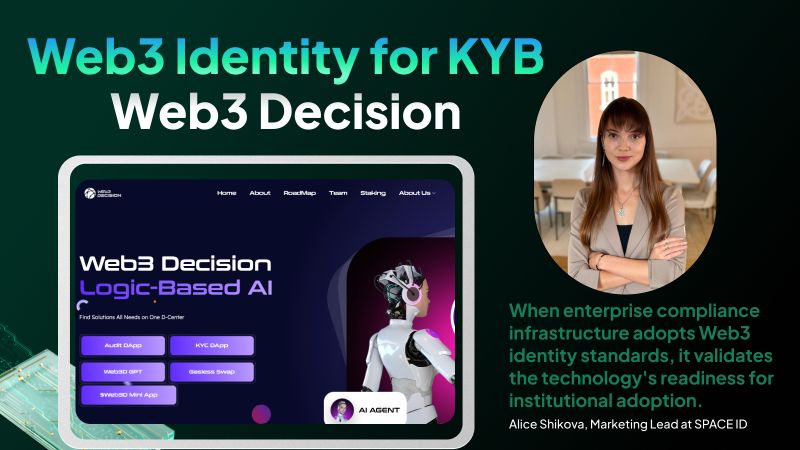web3decision's tweet card. Web3 Identity Goes Enterprise Web3 Decision integrated SPACE ID for Know-Your-Business verification. Companies now use verified domains (company.bnb) for compliance tools and business analytics. Why...
