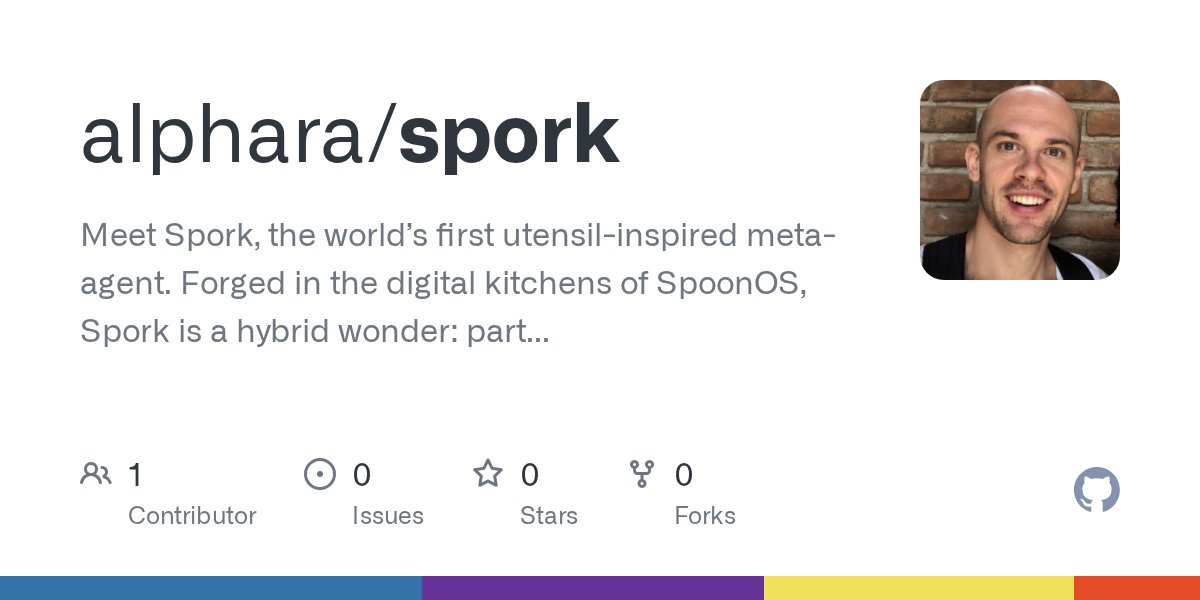 SpoonOS_ai's tweet card. Meet Spork, the world’s first utensil-inspired meta-agent. Forged in the digital kitchens of SpoonOS, Spork is a hybrid wonder: part spoon, part fork, and 100% dedicated to creating agents that are...