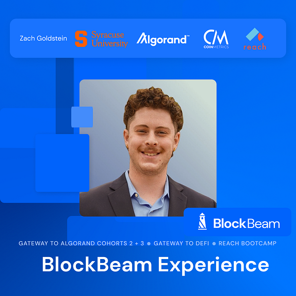 BlockBeamio's tweet card. Hi! I am Sam Scribner, the new content lead at BlockBeam. As our ecosystem grows, I have been having conversations with program graduates…