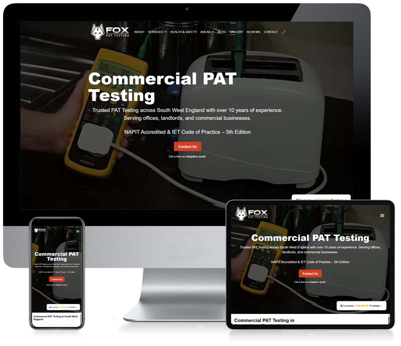 dcpwebdesigners's tweet card. DCP Web Designers built an SEO optimised WordPress site for Fox PAT Testing, showcasing trusted PAT Testing services across South West England.