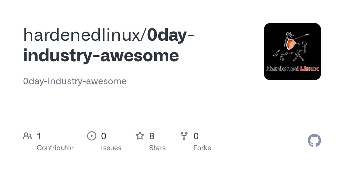 hardenedlinux's tweet card. 0day-industry-awesome. Contribute to hardenedlinux/0day-industry-awesome development by creating an account on GitHub.