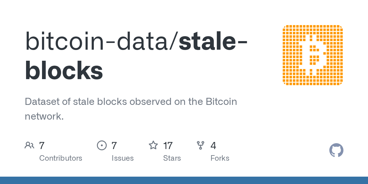 0xB10C's tweet card. Dataset of stale blocks observed on the Bitcoin network. - bitcoin-data/stale-blocks
