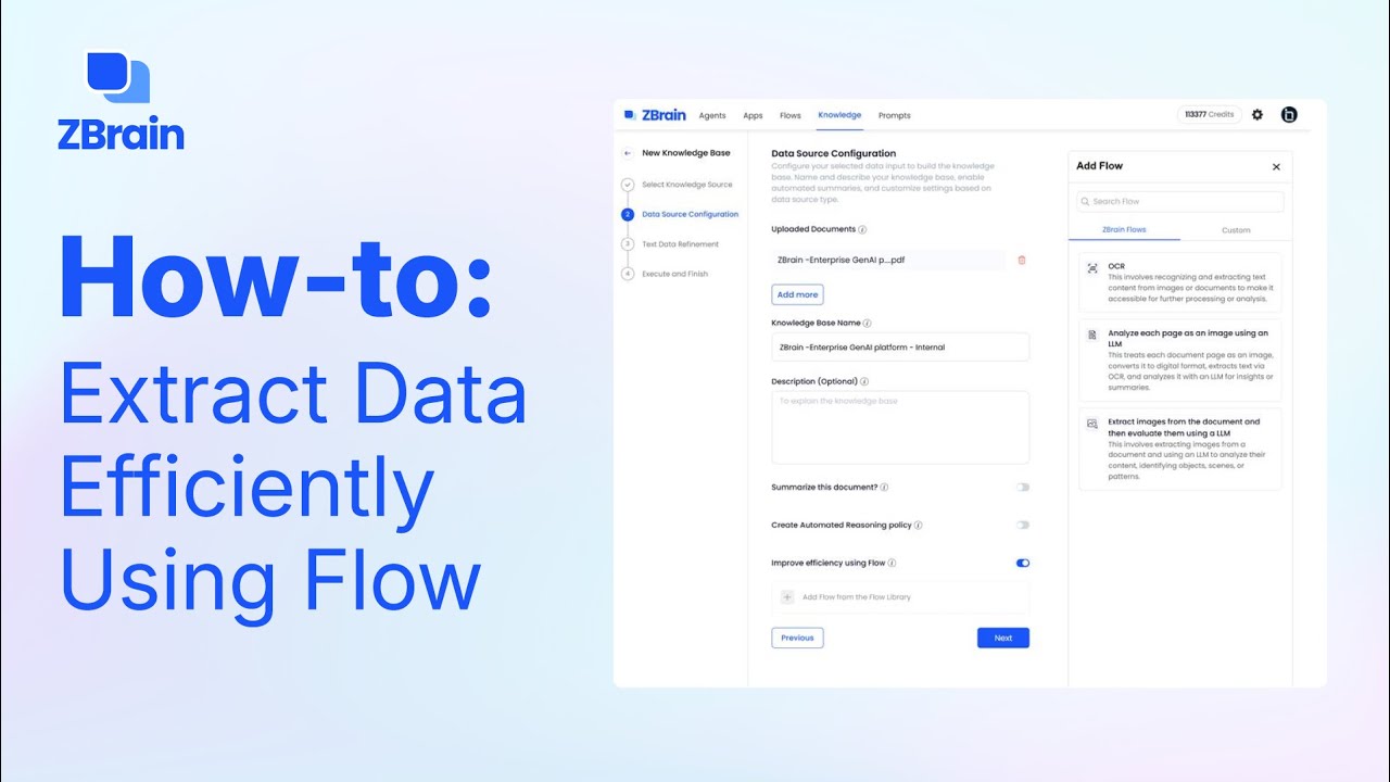 ZBrainAI's tweet card. ZBrain Tutorial: How to Leverage Flow for Efficient Data Extraction