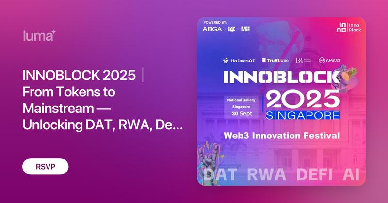XPINNetwork's tweet card. 🌍 Welcome to InnoBlock 2025: Asia’s Premier Web3 Innovation Festival, The Largest All-In-One Web3 Side Conference During Token2049 Week Join industry leaders,…