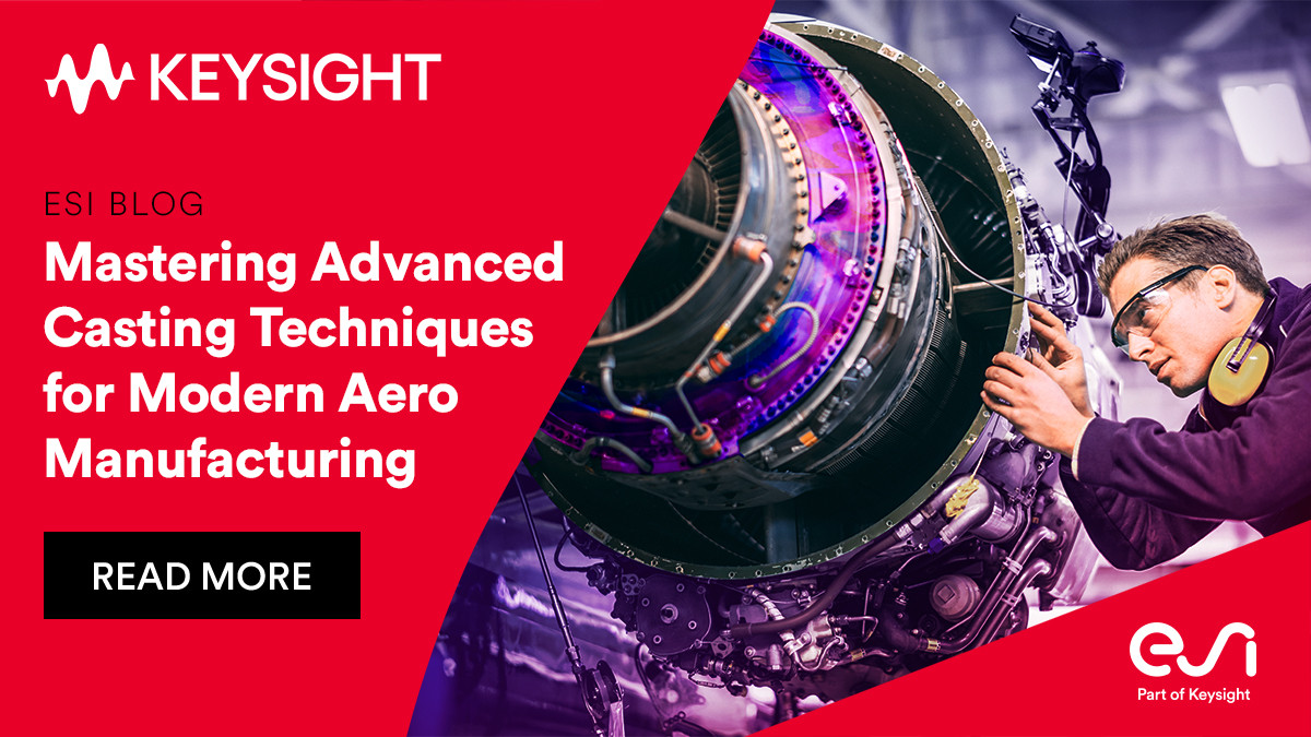 ESIgroup's tweet card. Unlock the critical processes and materials in casting in aerospace for producing resilient, lightweight components.