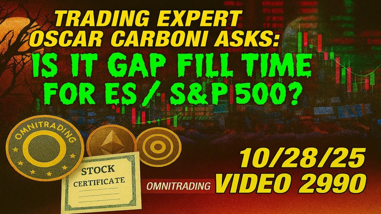 livewithoscar's tweet card. Part I Trading Expert Oscar Carboni Asks: Is It Gap Fill Time For ES...