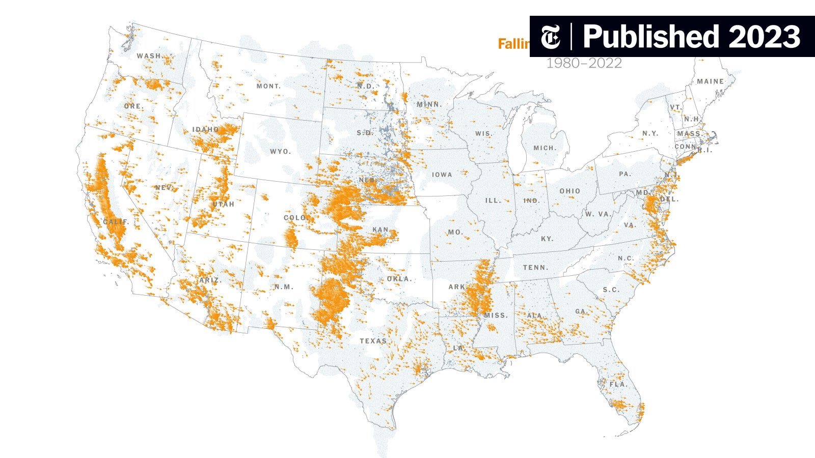 nytimes's tweet card. Unchecked overuse is draining and damaging aquifers nationwide, a data investigation by the New York Times revealed, threatening millions of people and America’s status as a food superpower.