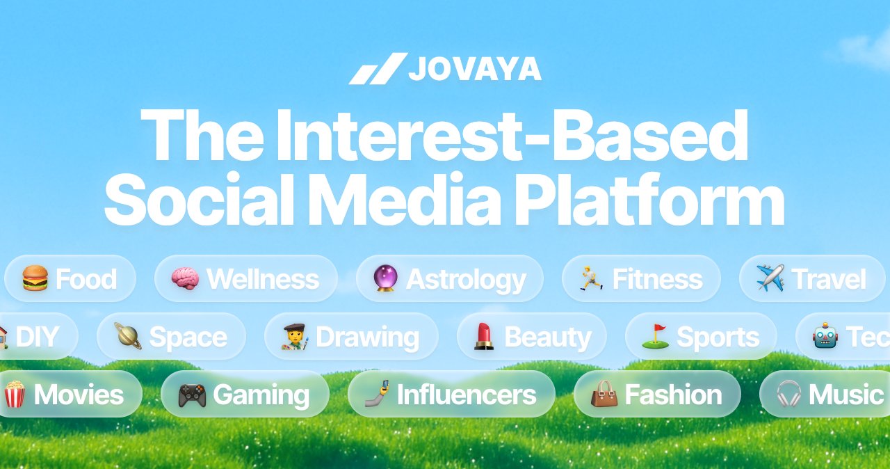 JovayaSocial's tweet card. The interest-based social media platform where you find your people and connect over your interests. From travel to fitness to astrology and more, join spaces you love and meet people who actually...