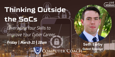 ComputerCoach's tweet card. Get ready to level up your cyber career by thinking creatively and using your skills to their full potential!