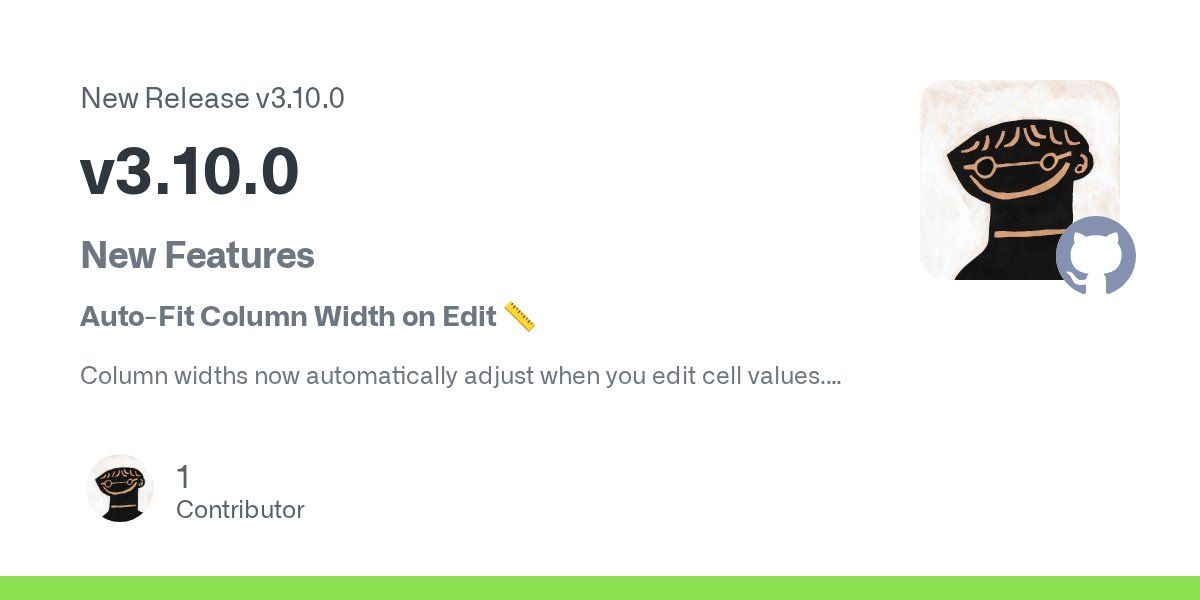 smoothcsv's tweet card. New Features Auto-Fit Column Width on Edit 📏 Column widths now automatically adjust when you edit cell values. This feature is enabled by default and can be configured in Settings under "Grid...