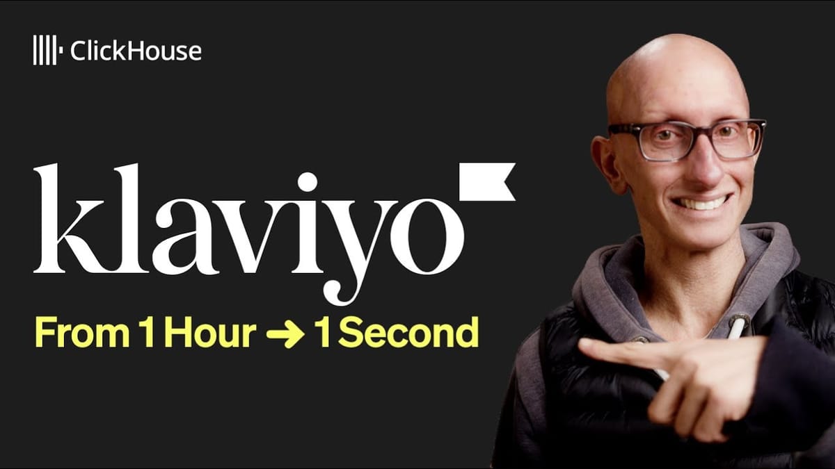 ClickHouseDB's tweet card. How Klaviyo cut segment processing from hours to 1 second with ClickHouse